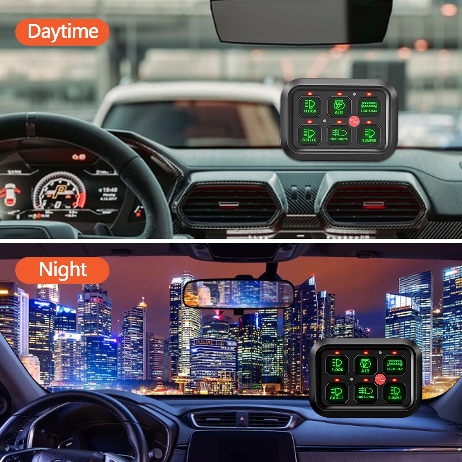 Pannello interruttori 6 bande 12V controllo circuito universale kit intelligente interruttori touch dimmerabili RGB sette colori auto camion SUV camper barca