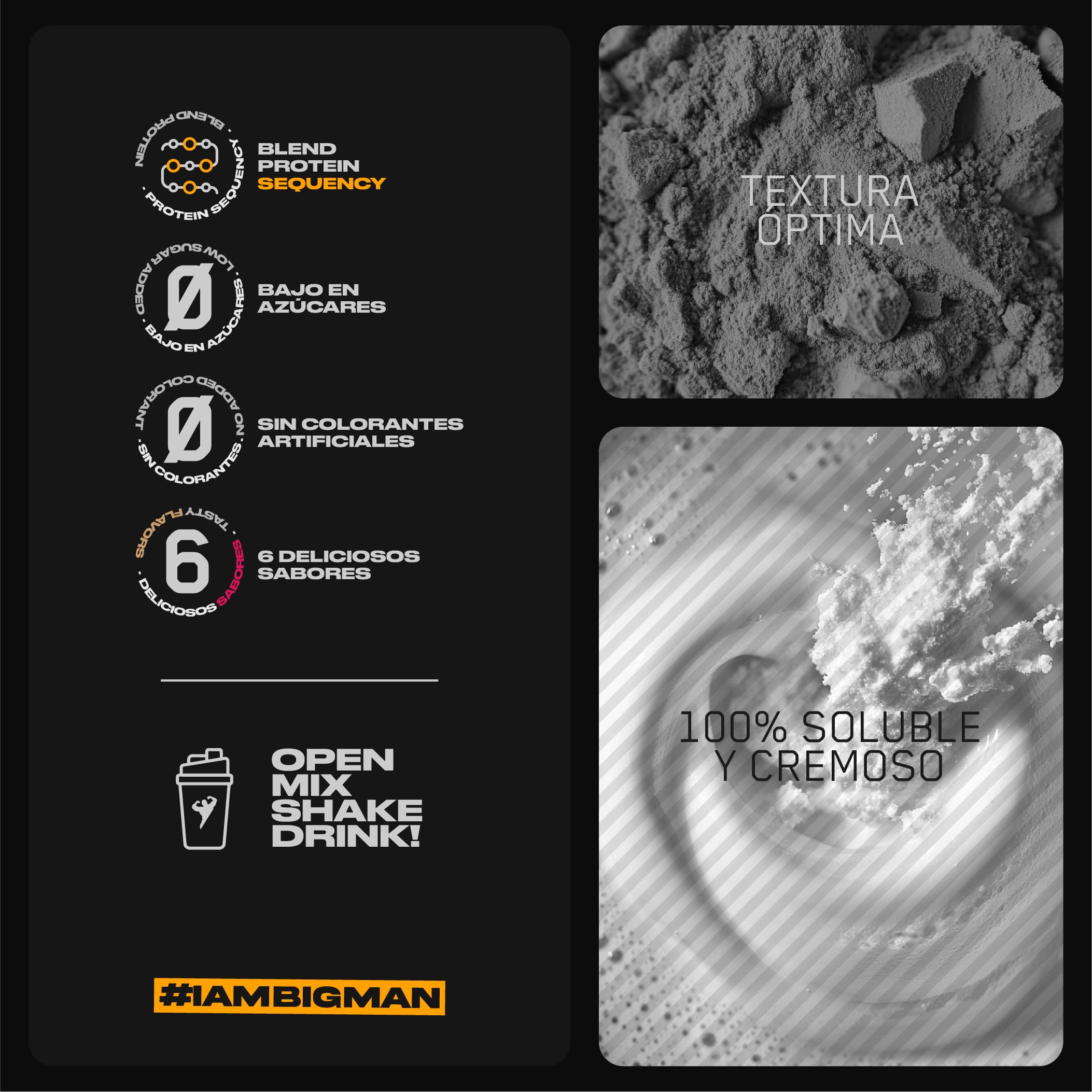 BigMan | Multi-Phase + CREATINE 300 + SHACKER | Proteína Secuencial | Proteína de Suero de Leche | Aislado de Proteína | Caseinato Calcico | Colageno | Gana Masa Muscular (Cookies)