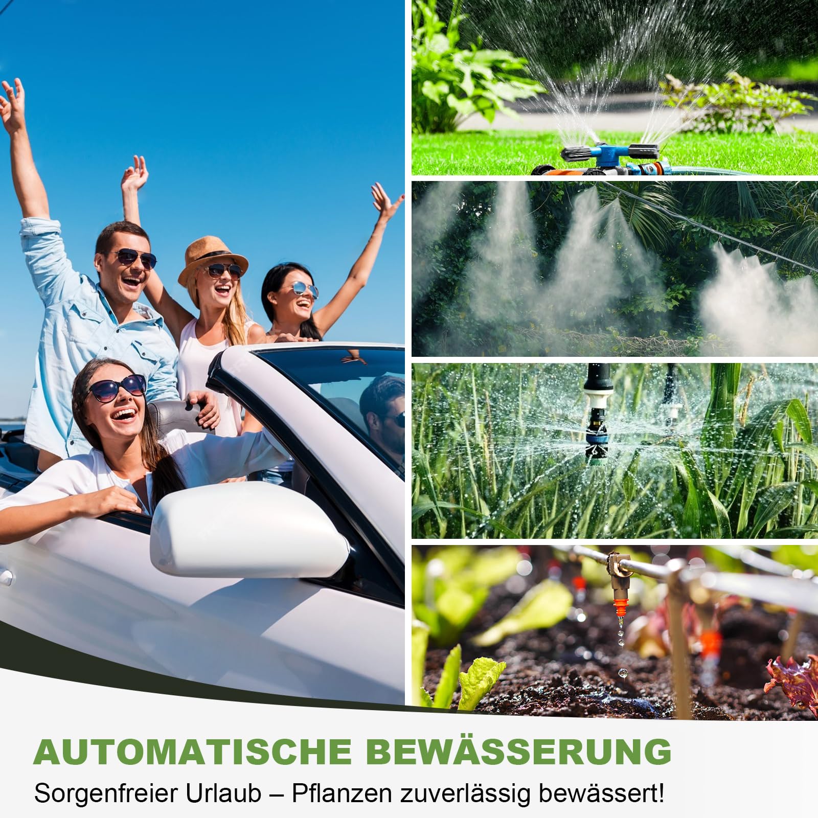 Bewässerungscomputer 2 Ausgänge, Großes LCD-Display Bewässerungsuhr, Automatische Bewässerung Zeitschaltuhr mit Regenverzögertem Manuellem Wasserhahn-Zeitschaltuhr für Garten Rasen