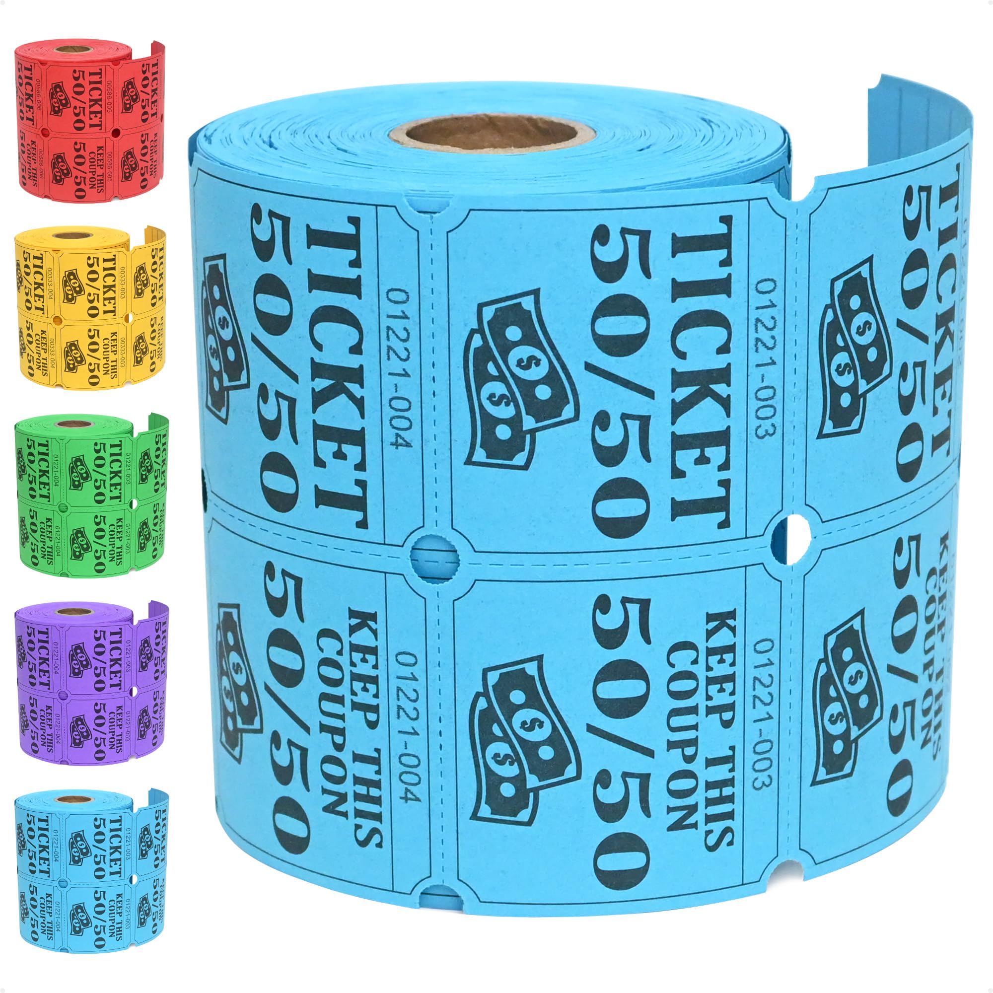 ESSENTIAL 500 Double Roll Raffle Tickets, 50/50 Raffle Cards, Entry Form with Name, Address, Phone & Email for Events, Entry, Class Reward & Door