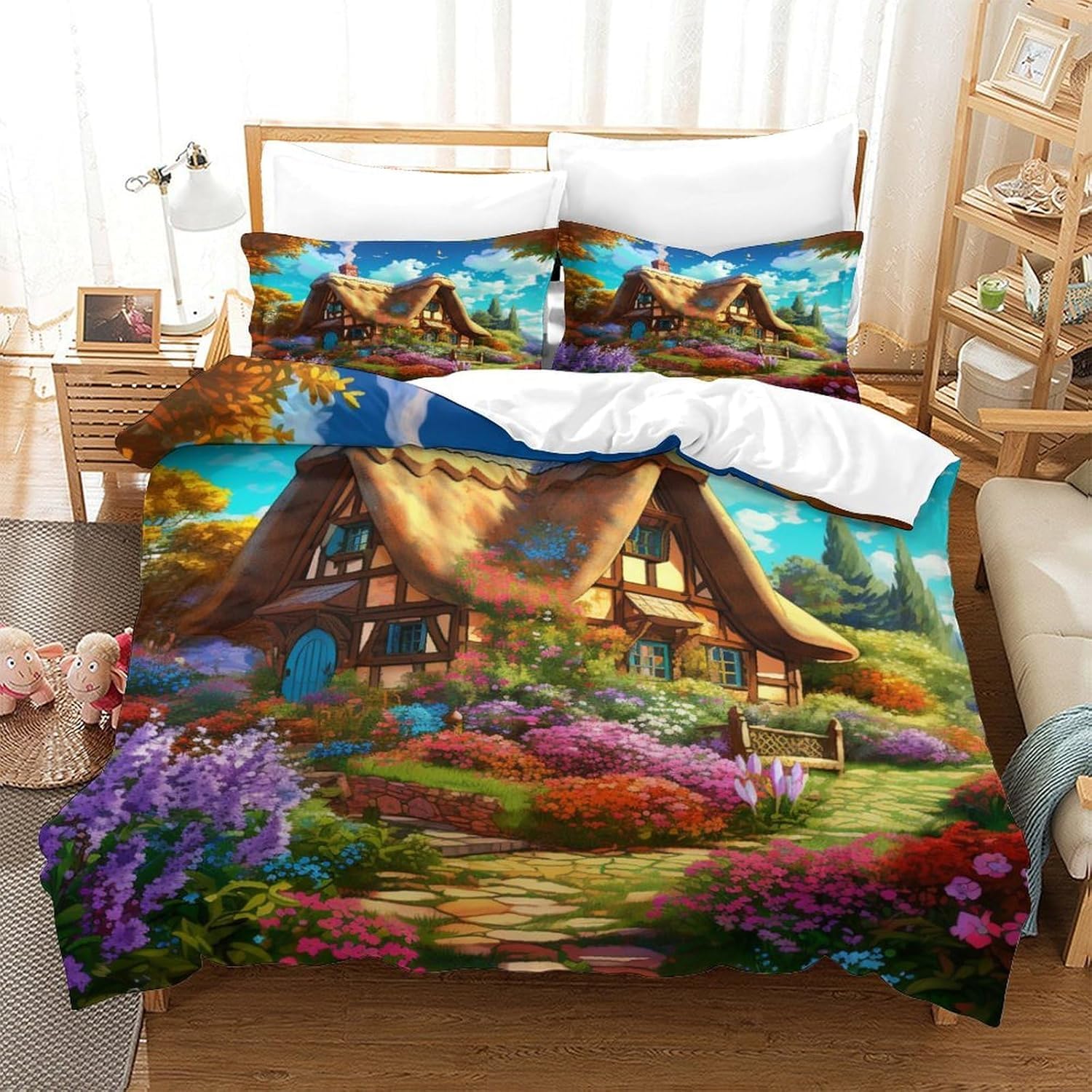 Housse de couette paysage de montagne 260x230 pour une ambiance chalet de ski