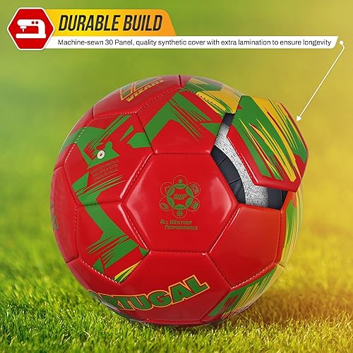 Miniatura 43 de Vizari Balón de fútbol del equipo nacional, fútbol de piel sintética duradera para adultos, niños y jóvenes, cosido a máquina con diseño de 30