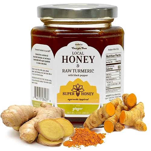 Miniatura 1 de Super Honey - Miel de Georgia - Miel de cúrcuma cruda más raíz de cúrcuma, raíz de jengibre y polvo de cúrcuma - Paquete de 4 - Miel pura inspirada