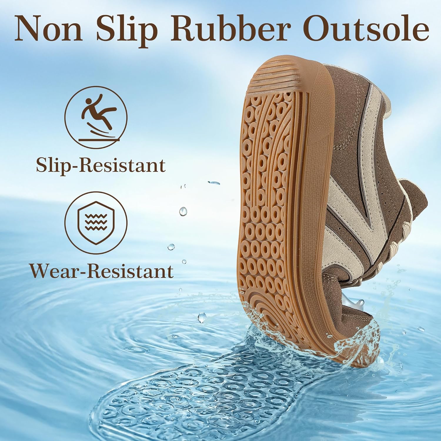 Casual Sneakers for Women Fashion Classic Retro Zero Drop Rubber Sole Leather Tennis Skate Shoes Anti Slip Walking Trainers