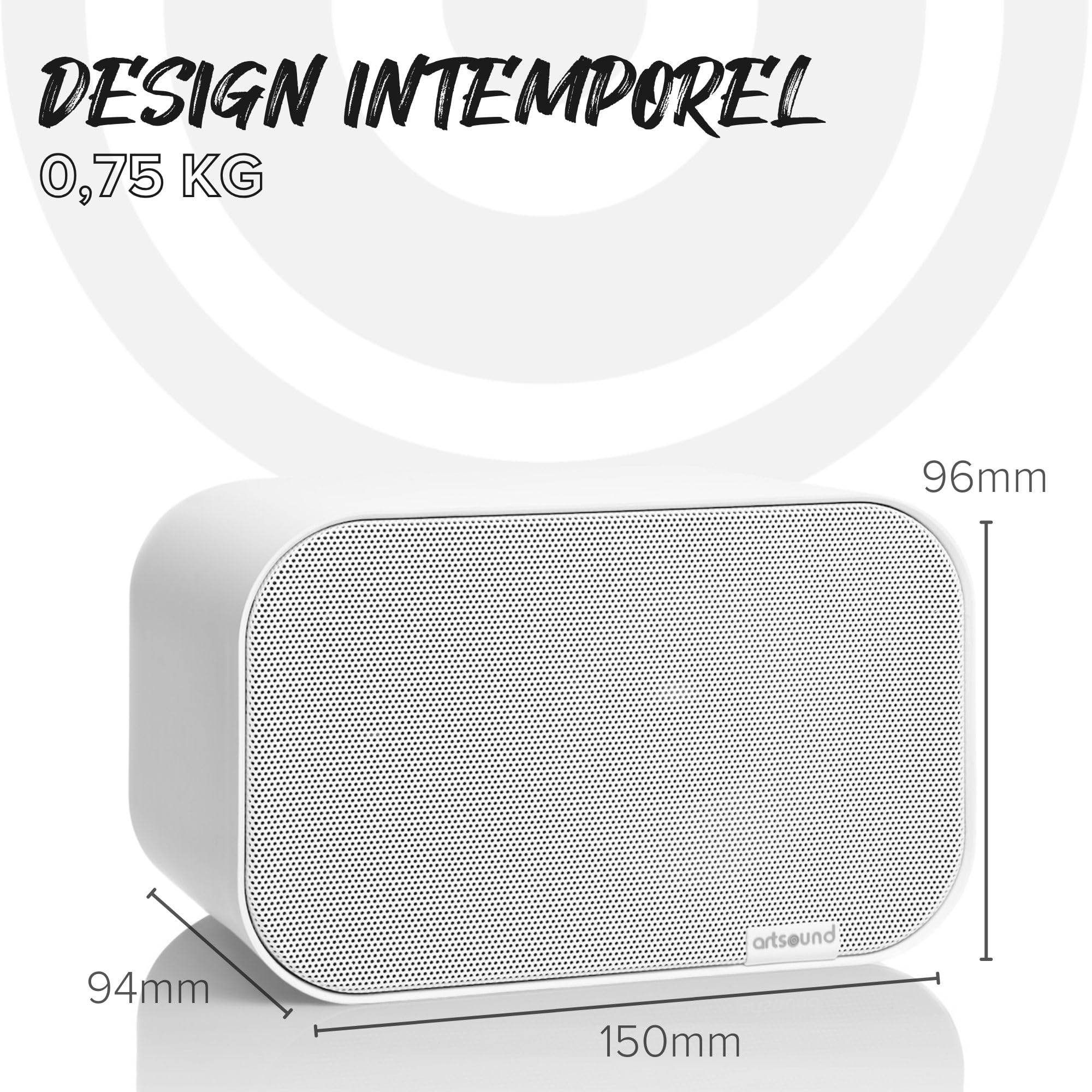 Artsound UNI20, Ensemble de 2 Enceintes passives, Enceinte HiFi 2 Voies, 10-40 Watts, Support Mural avec Articulation à rotule, Convient pour des espaces jusqu'à 20 m² tels Que Couloir, Cuisine,
