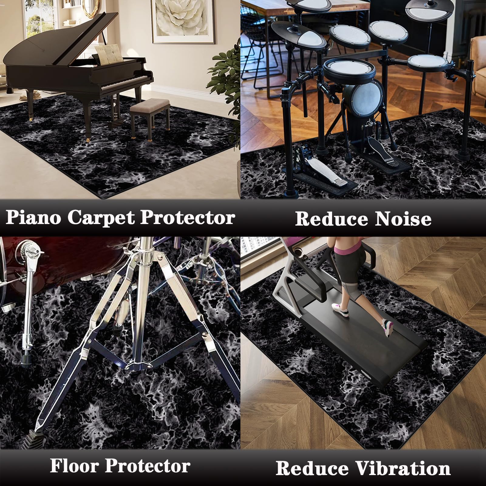 Tappeto per Batteria Insonorizzato, Tappetino per Batteria Acustica, Tappeto Professionale per Batteria e Strumenti a Percussione Elettronici per Grancassa Rullante e Altri Strumenti 230 x 180 cm