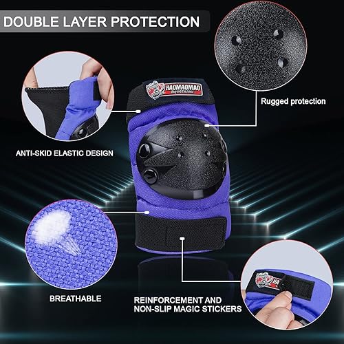 Miniatura 3 de Haomaomao Rodilleras para niños y adultos, coderas, muñequeras para patinaje, patinaje en línea, ciclismo, bicicleta BMX, monopatín, equitación y