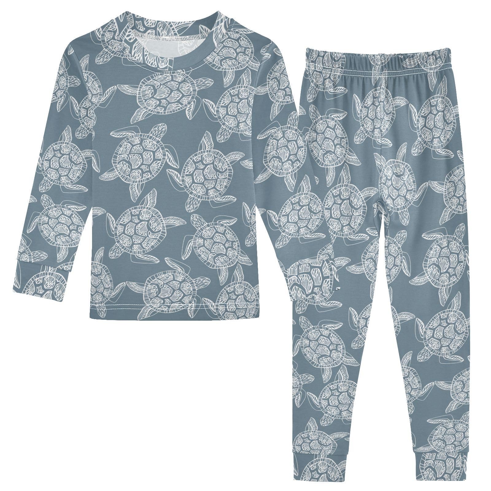 JHKKU Sea Turtles Pajamas Set Cotton 2 Piece Soft Comfy Pjs Long Sleeve Lounge Sleepwear 3T