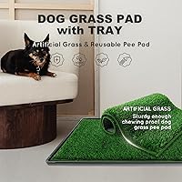 Vista 2 de Almohadilla de césped para perros con bandeja, extra grande de 45 x 34 pulgadas, almohadilla de césped artificial ultra absorbente para perros