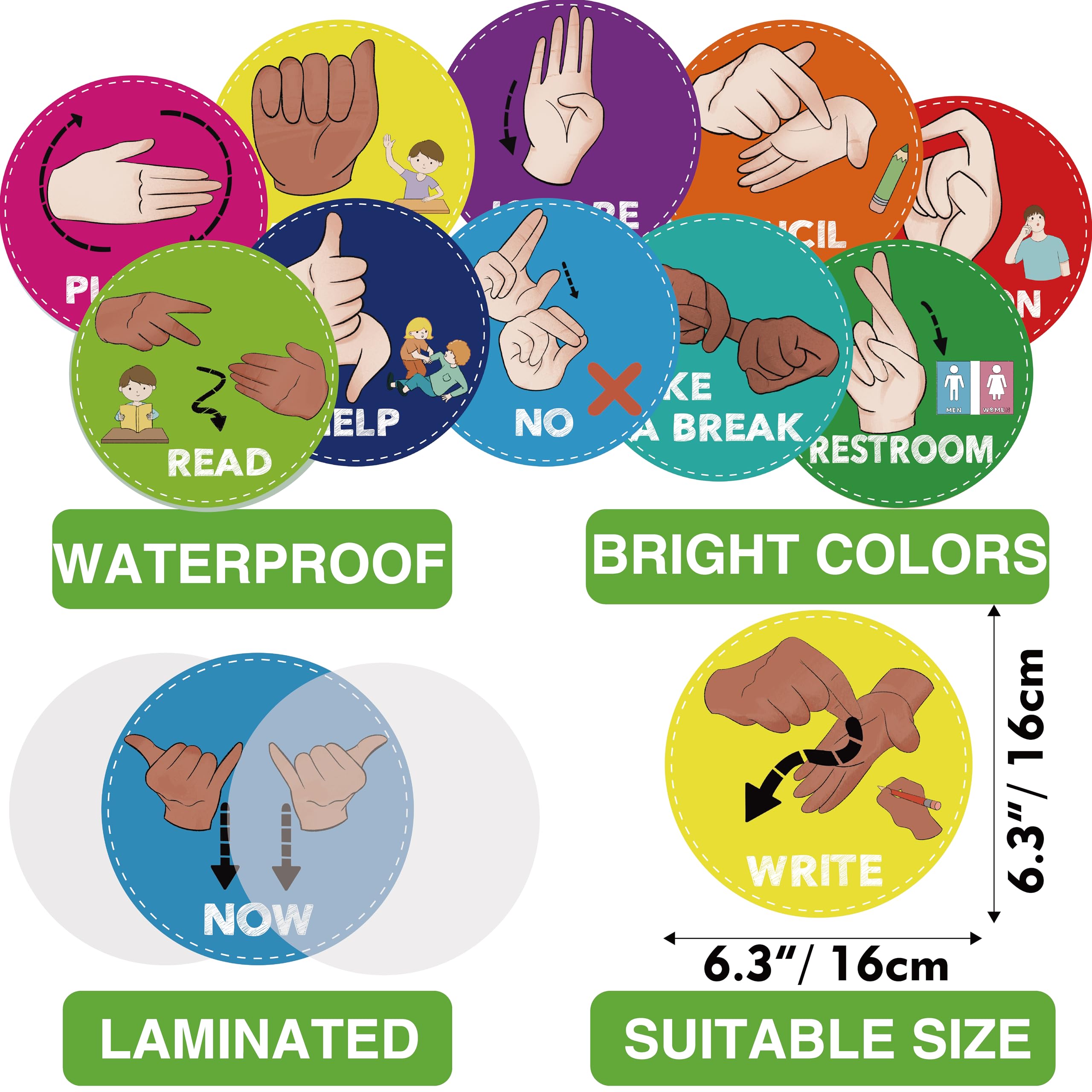 Snapklik.com : ASL Classroom Hand Signal Cards - 36 Classroom Hand ...