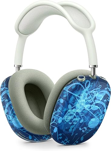Miniatura 4 de Design Skinz Funda decorativa de vinilo con notas musicales azules brillantes, kit de envoltura de cuerpo completo compatible con auriculares