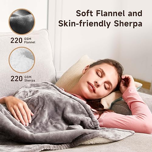 Miniatura 3 de Manta térmica eléctrica, manta térmica de 50 x 60 pulgadas, 4 horas de apagado automático y 4 niveles de calefacción de protección contra