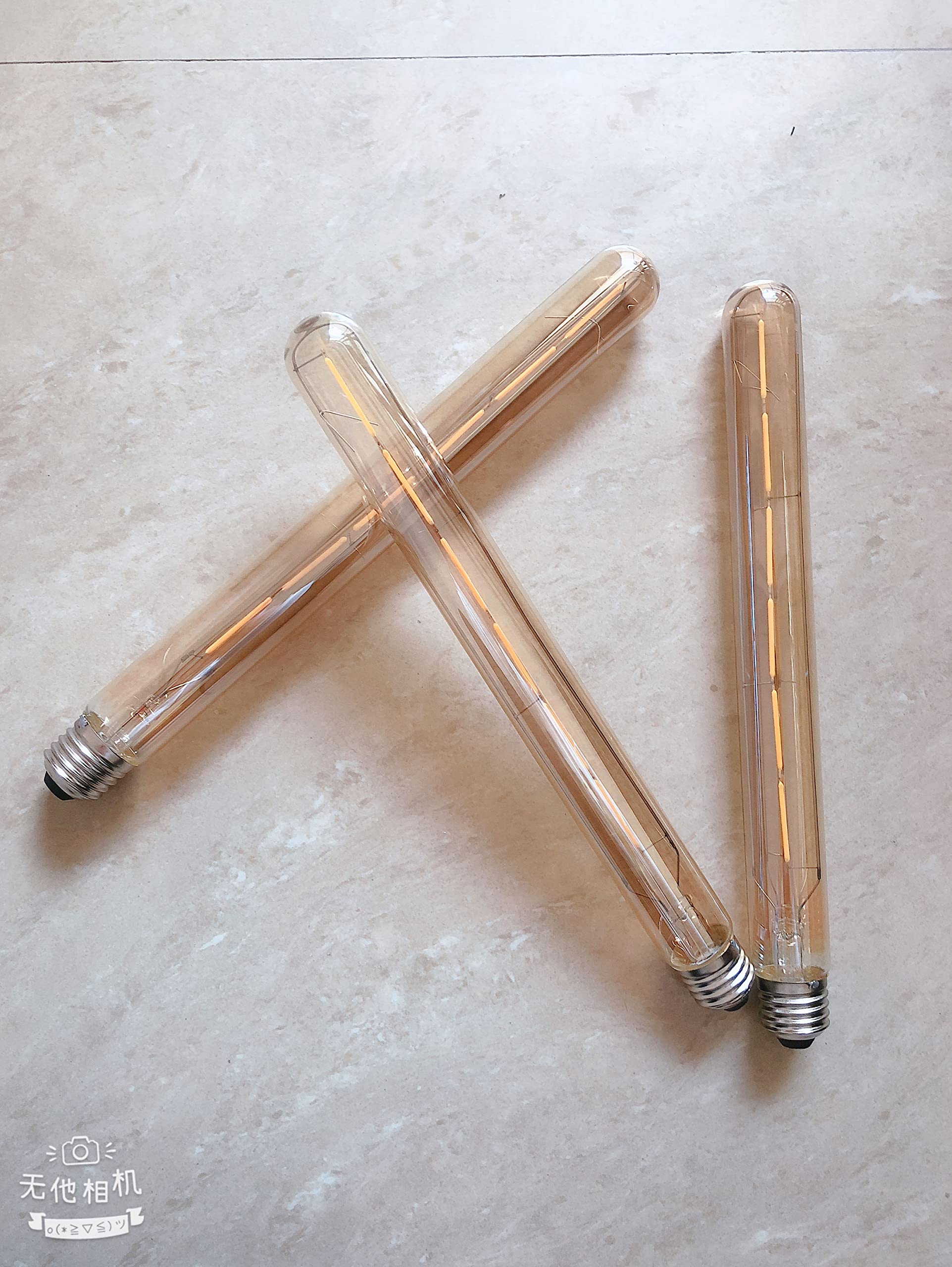 10 Unidad Bombillas LED Tubo de Flauta Edison, No Regulables, E27 6W t30 30cm 600lm, Estilo Retro Antiguo, Bombilla LED vintage, Bombilla LED de filamento, ámbar, 2700K Blanco Cálido
