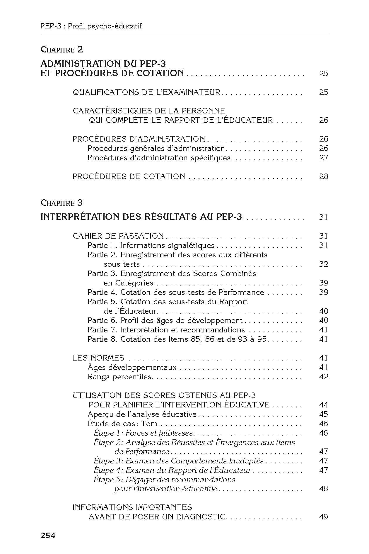 PEP-3 : Profil psycho-éducatif: Évaluation psycho-éducative individualisée de la division TEACCH pour enfants présentant des troubles du spectre de l'autisme
