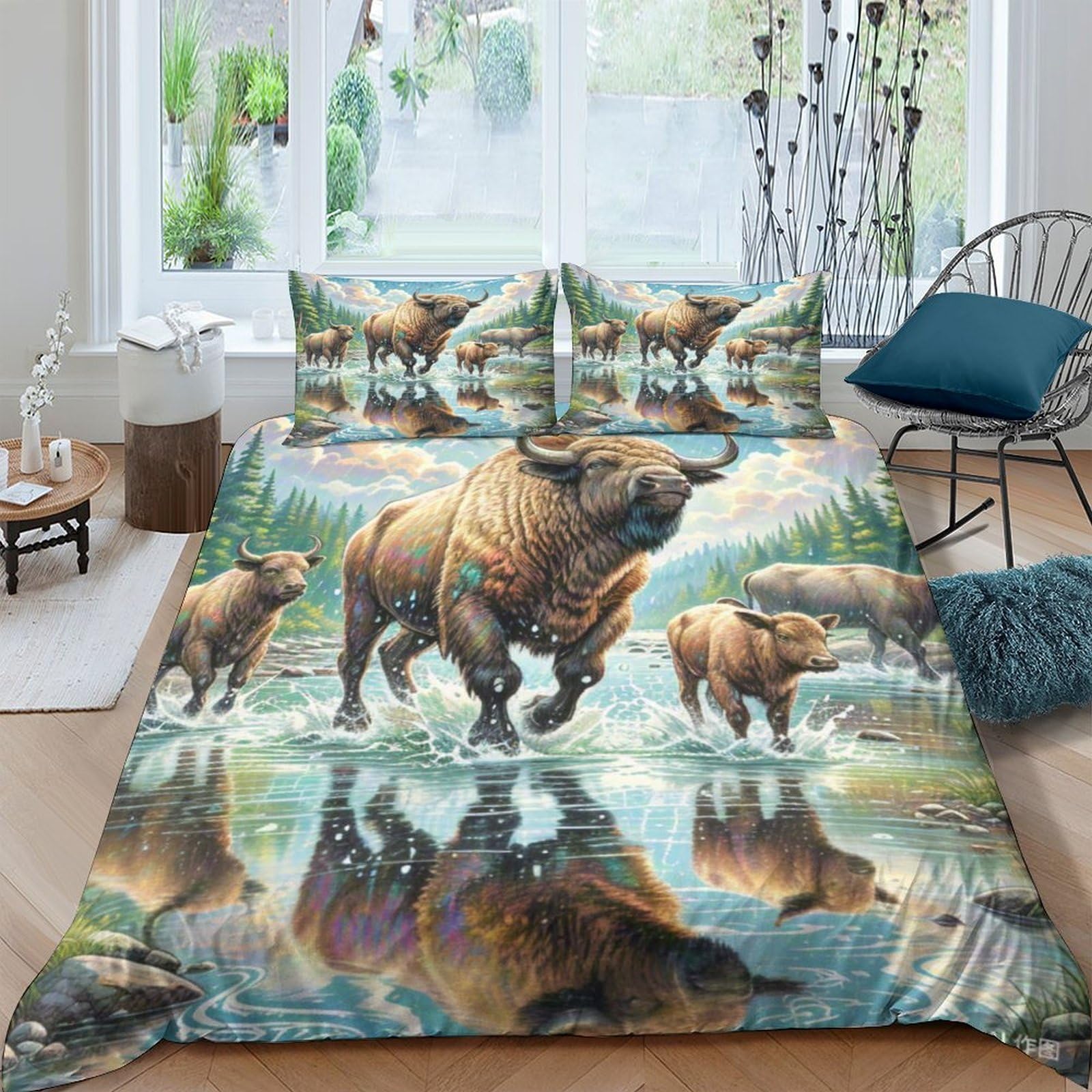 Housse de couette bison 3D pour relooker une chambre d'ado garçon ou fille