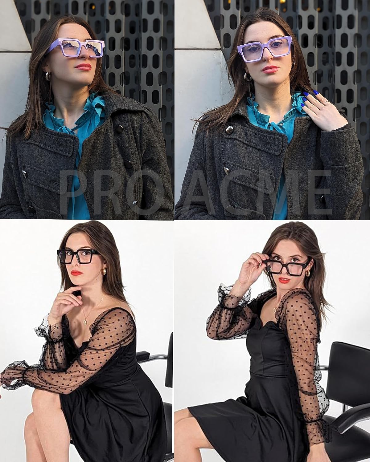Pro Acme Oversized Square Blue Light Glasses for Men Women Fashion Rectangular Big Thick Frame UV400 Fake Eyewear