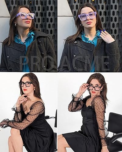 Miniatura 4 de Pro Acme Gafas cuadradas de gran tamaño con luz azul para hombres y mujeres, a la moda, rectangulares, con marco grueso, UV400, gafas falsas