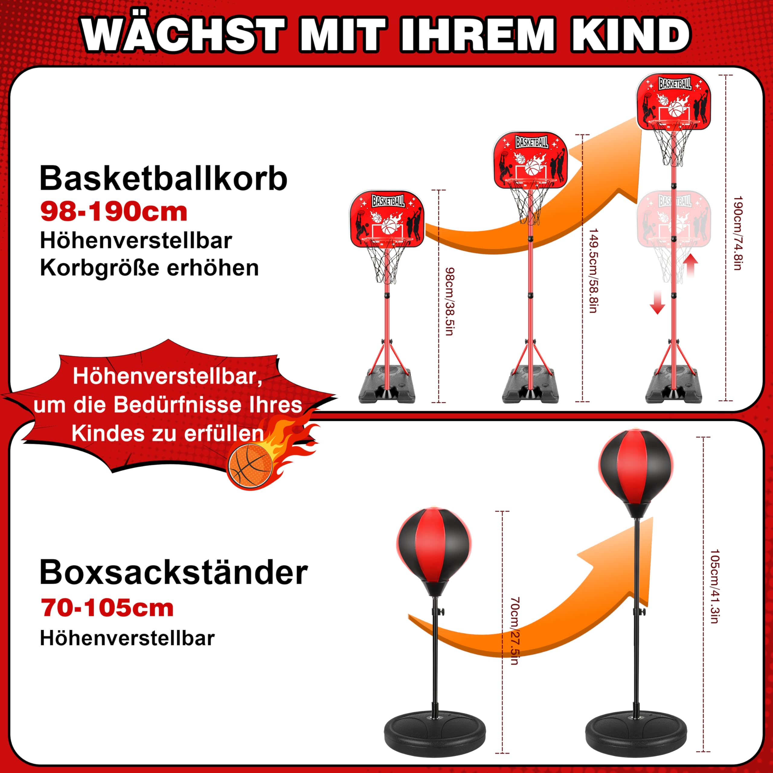 Aragallant Basketballkorb Kinder Indoor Outdoor