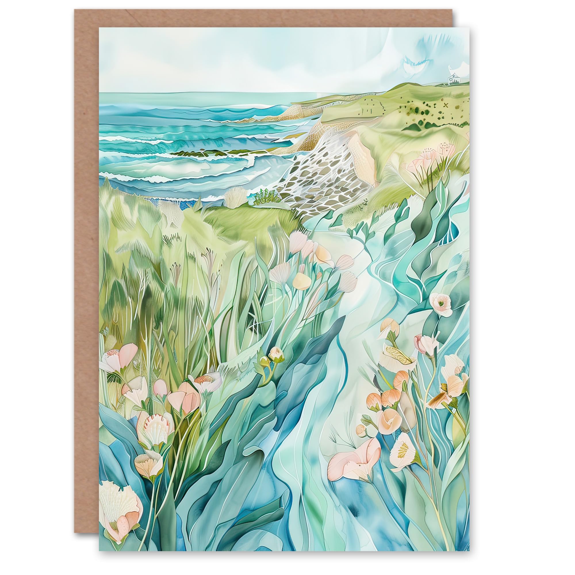 Artery8 Greeting Card East Riding English Coastal Scene Watercolour Blank For Him Or Her Art Birthday Card