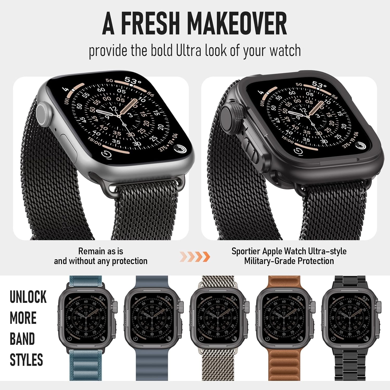 BXUXOHS Metal Case for Apple Watch Series 11/10 46mm Cover,Rugged Protective Bumper +Metal Crown +PC Back Cover (No Glass),Military-Grade Protector for iWatch 46 mm [Upgrade to Sportier Ultra Style] - Image 6