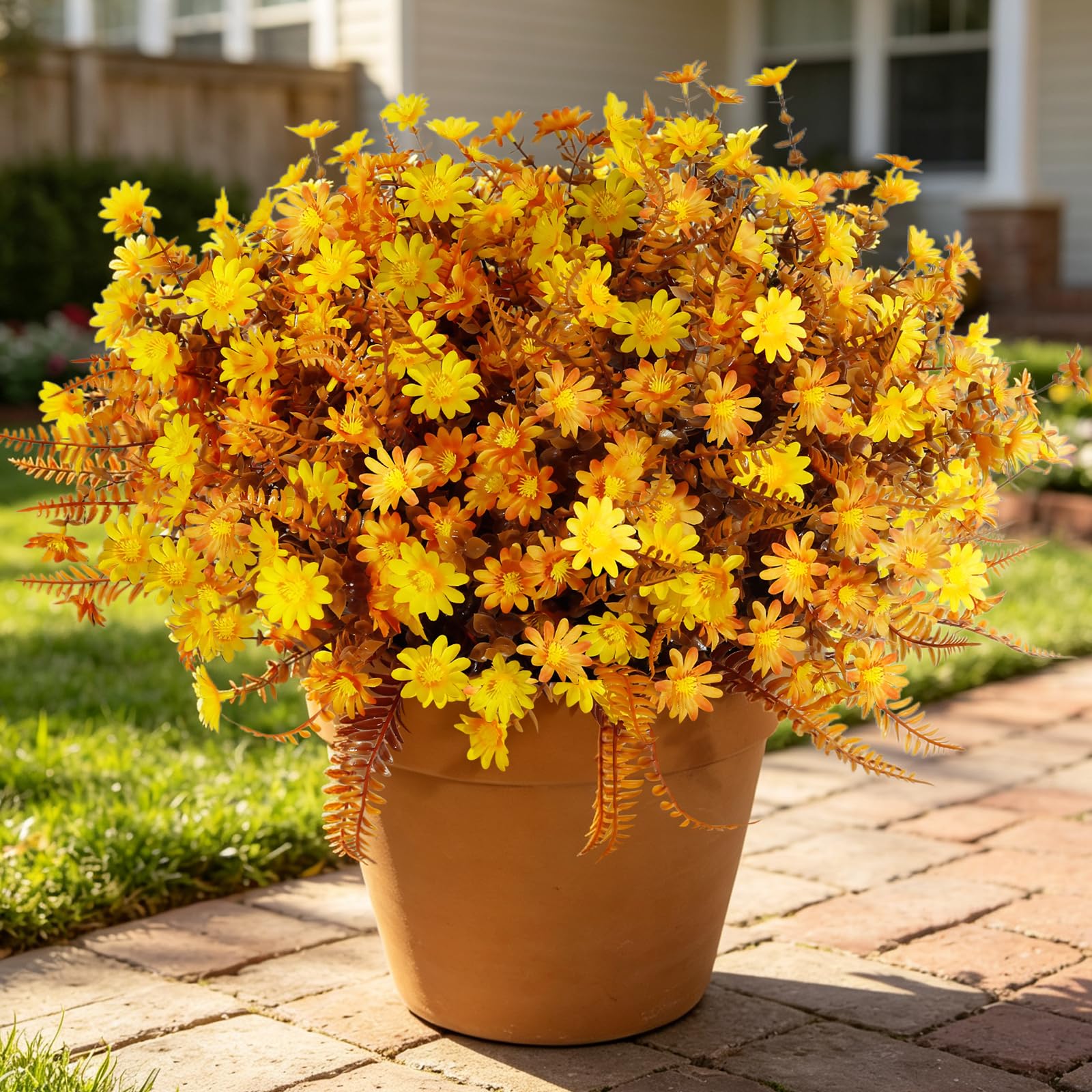 36pcs Fall Fake Flowers for Outdoor Realistic Artificial Flowers UV Resistant Faux Mums