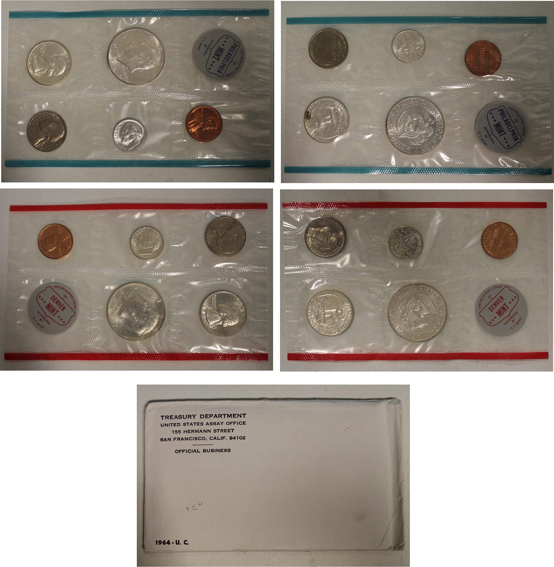 1964 United States Mint Uncirculated Coin Set in Original