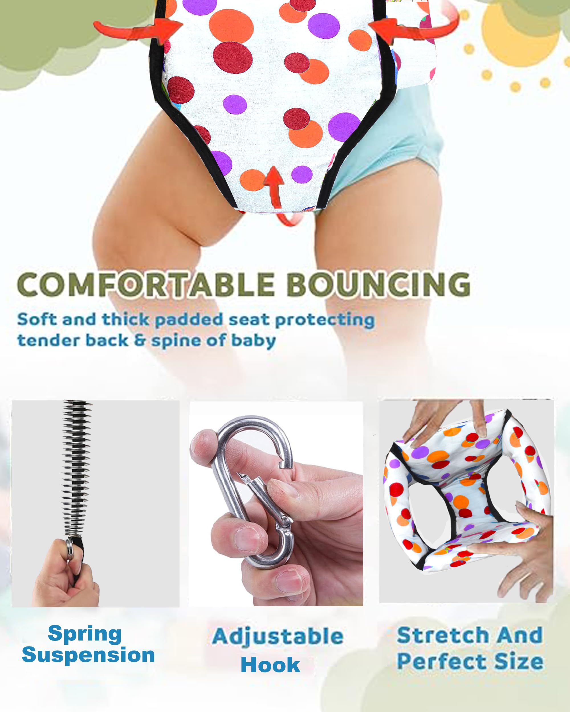 Vparents 2 in 1 Toddler Jumper Cum Baby Walking Harness Function, Fun Activity for 6-12 Months Infant Preemiee (Orange) 4