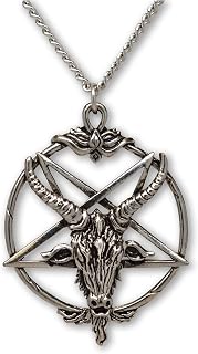 Baphomet Inverted Pentacle Silver Finish Pewter Goat Head Pendant Necklace