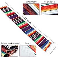 Vista 3 de Table Runner Mexican Handwoven Cotton Serape for Party Wedding and Home Decorations,14x108Inch, Long (1, 14x108/Purple)