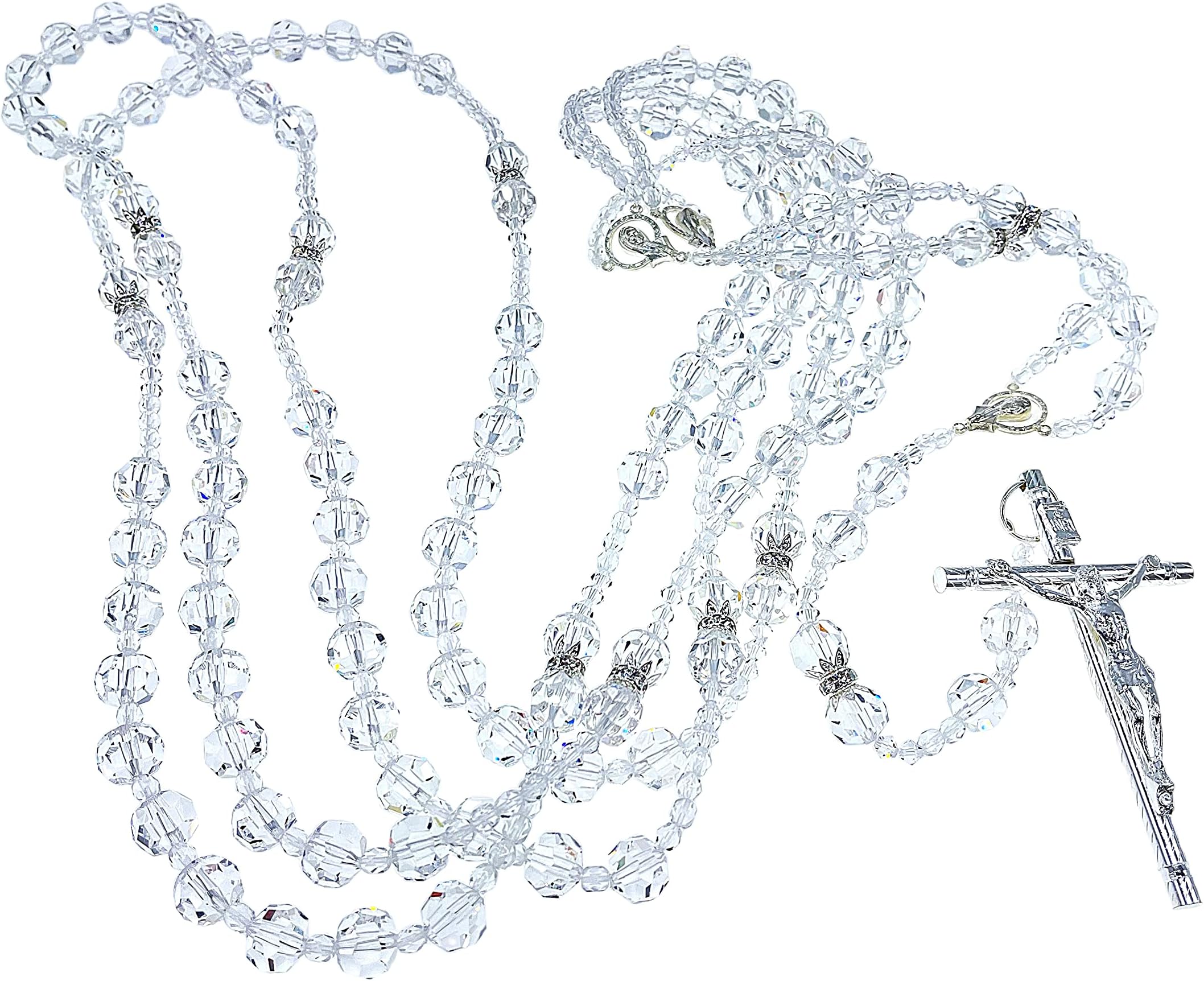 San Joaquin Creations Crystal Wedding Lasso silver Plated Accents 12mm Round Cut Crystal/Lazo De Boda Crystal Cortado/wedding laso/wedding rosary