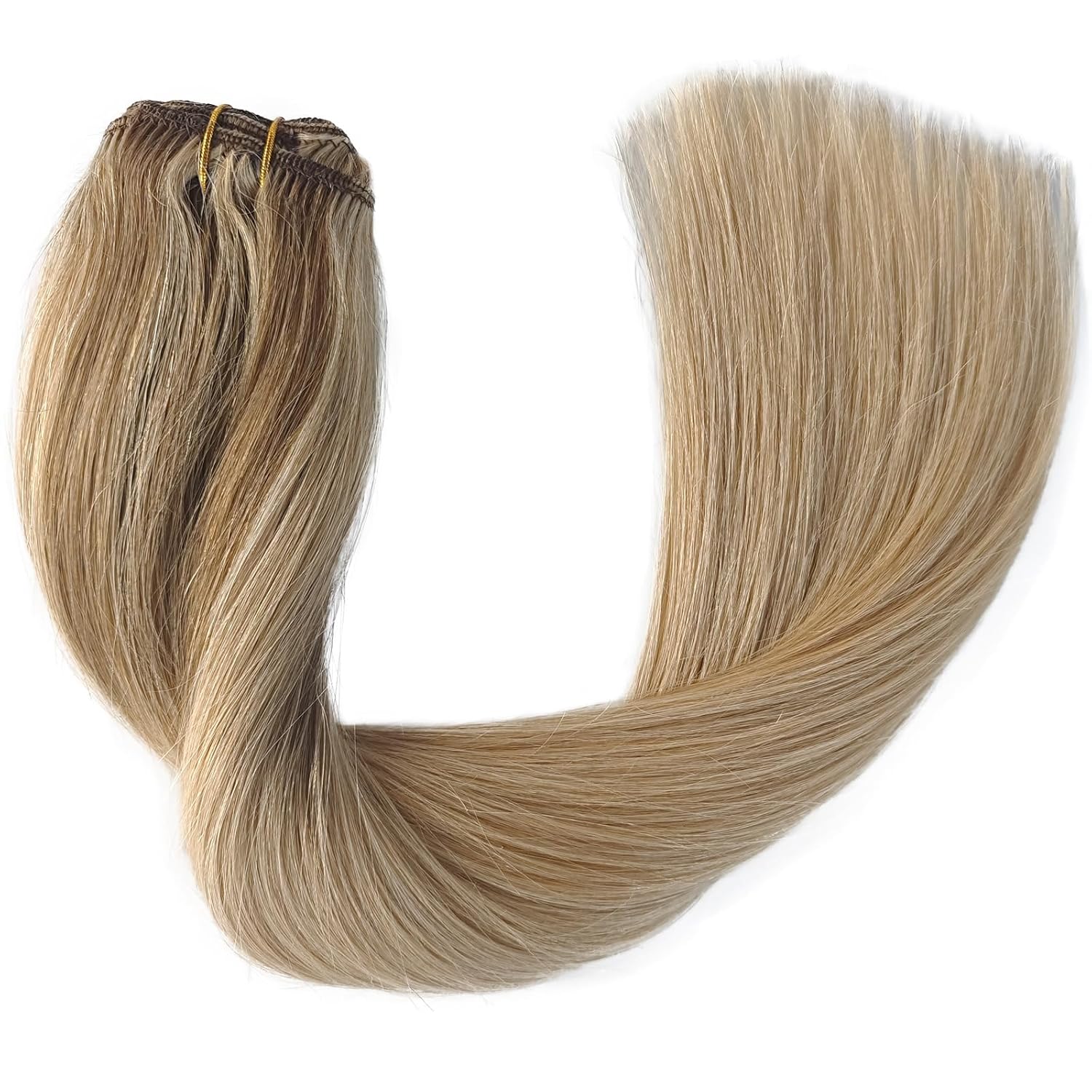 Hair Extensions Real Human Hair Clip ins, 18 Inch Hair Extension Clips Golden Brown with Dirty Blonde Fading to Dirty Blonde Highlights 70g 5pcs Remy Human Hair Clip in Extensions for Women