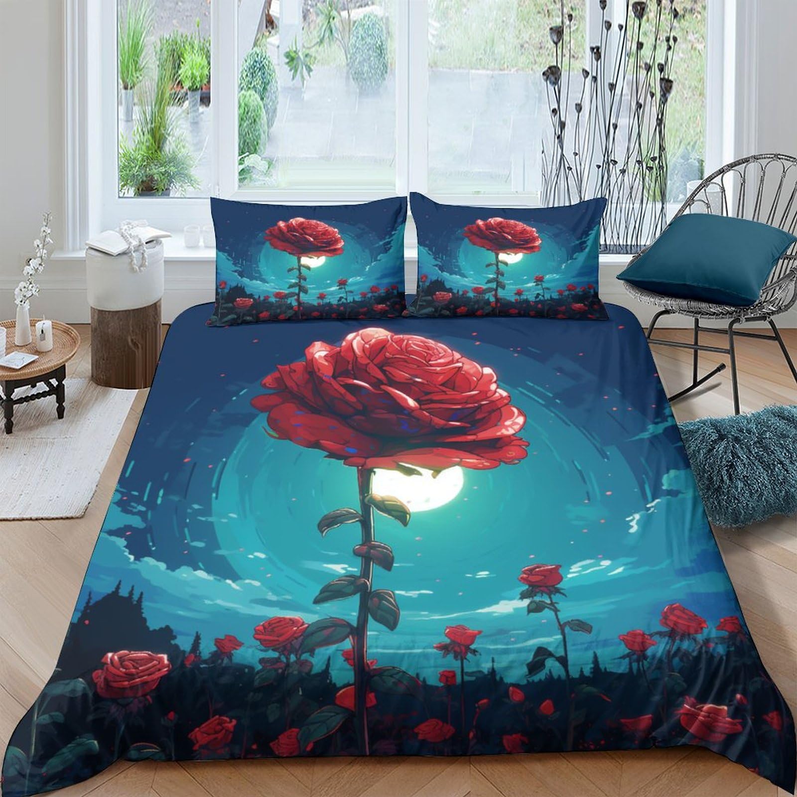 Housse de couette rose au clair de lune avec fermeture éclair King
