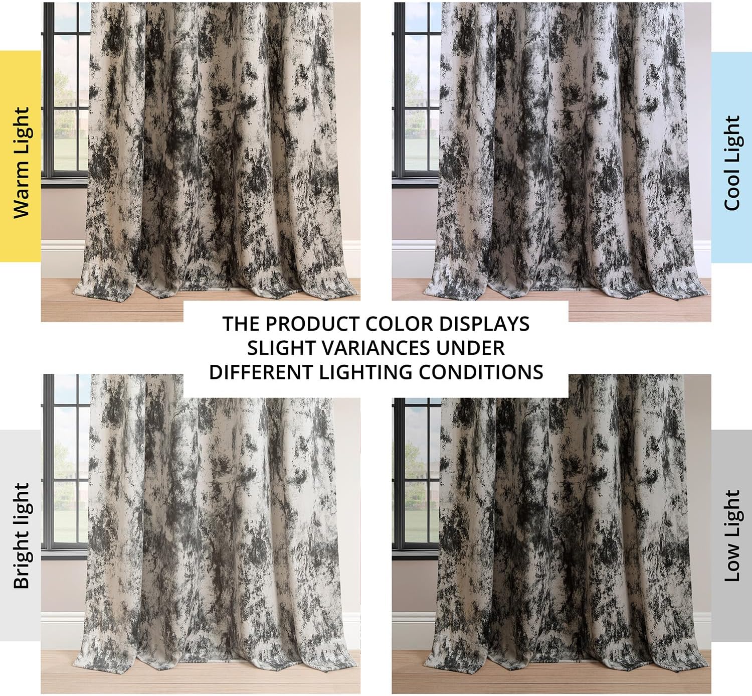 HPD Half Price Drapes Barcelona Velvet Curtains for Bedroom 96 Inches Long (1 Panel) - Abstract Printed Rod Pocket Room Darkening Curtains for Living Room & Windows - 50 X 96, Inkblot Black