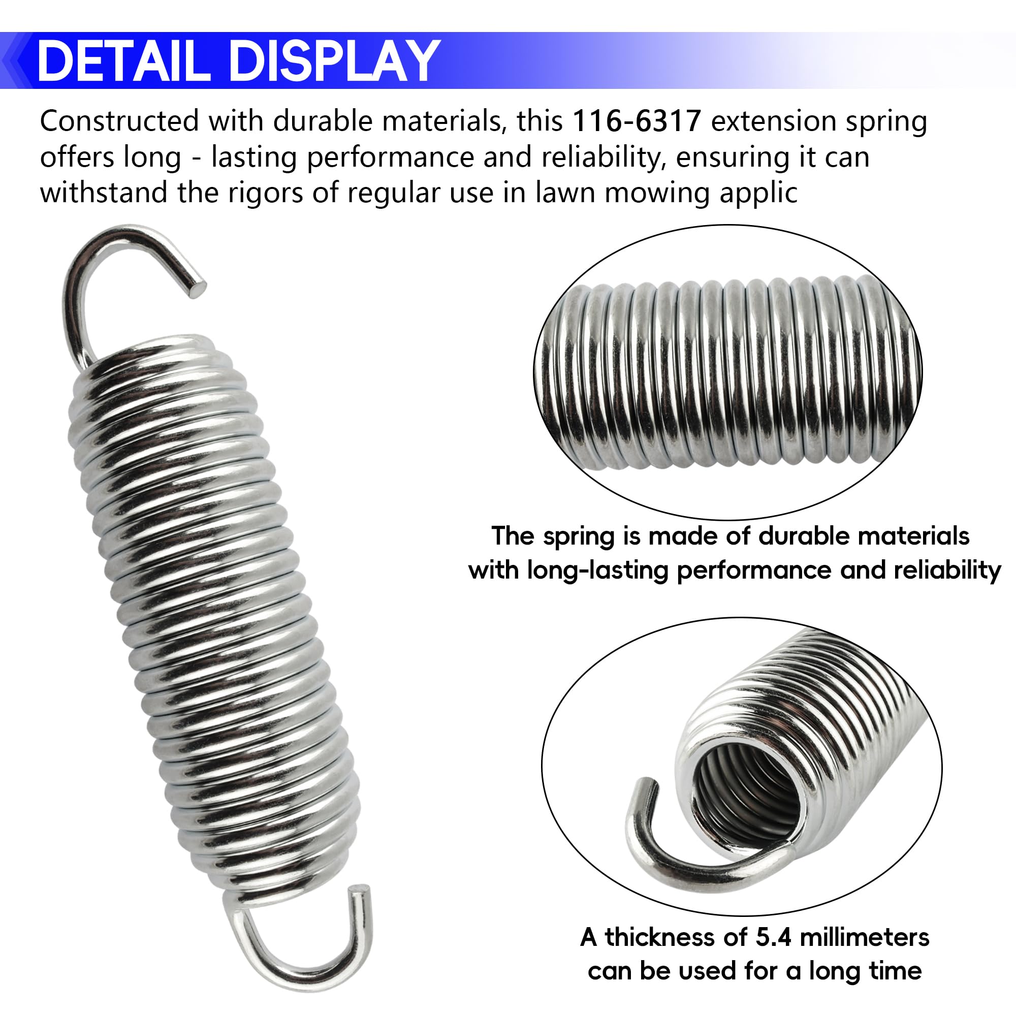 116-6317 Muelle de extensión 103-3330 1-633151 compatible con Toro Part 116-0133 | Muelle de cubierta de cortacésped compatible con E-Series; S-Series; X-Series; Z-Series
