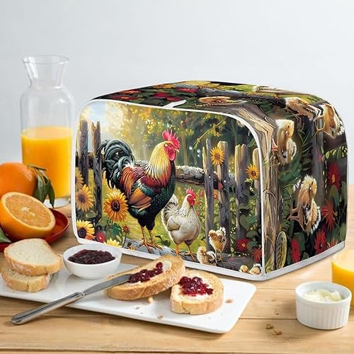 Vista 13 de JEOCODY Cubiertas para horno tostador, funda extragrande para hacer pan de flores azules, se adapta a la mayoría de tostadoras estándar de 2 Colibrí