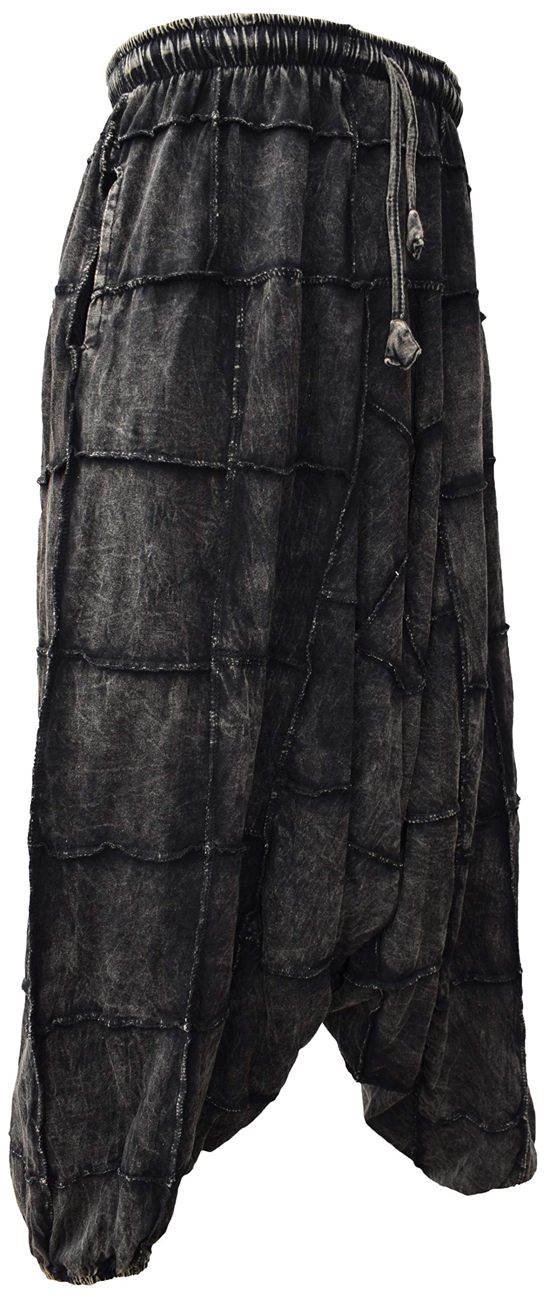 Uomo Peso Leggero Cotone Cavallo Basso Ninja Aladdin Genio Nero Lavoro di Patch Harem I Pantaloni
