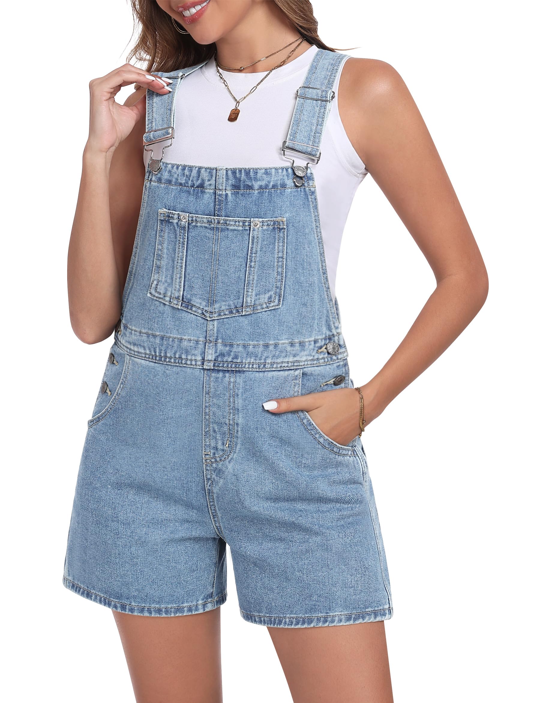 Fengbay Latzhose Damen Kurz Jeans Overall Casual Sommer Baggy Bib Denim Shorts Jumpsuits Mit Verstellbare Trägern Mode
