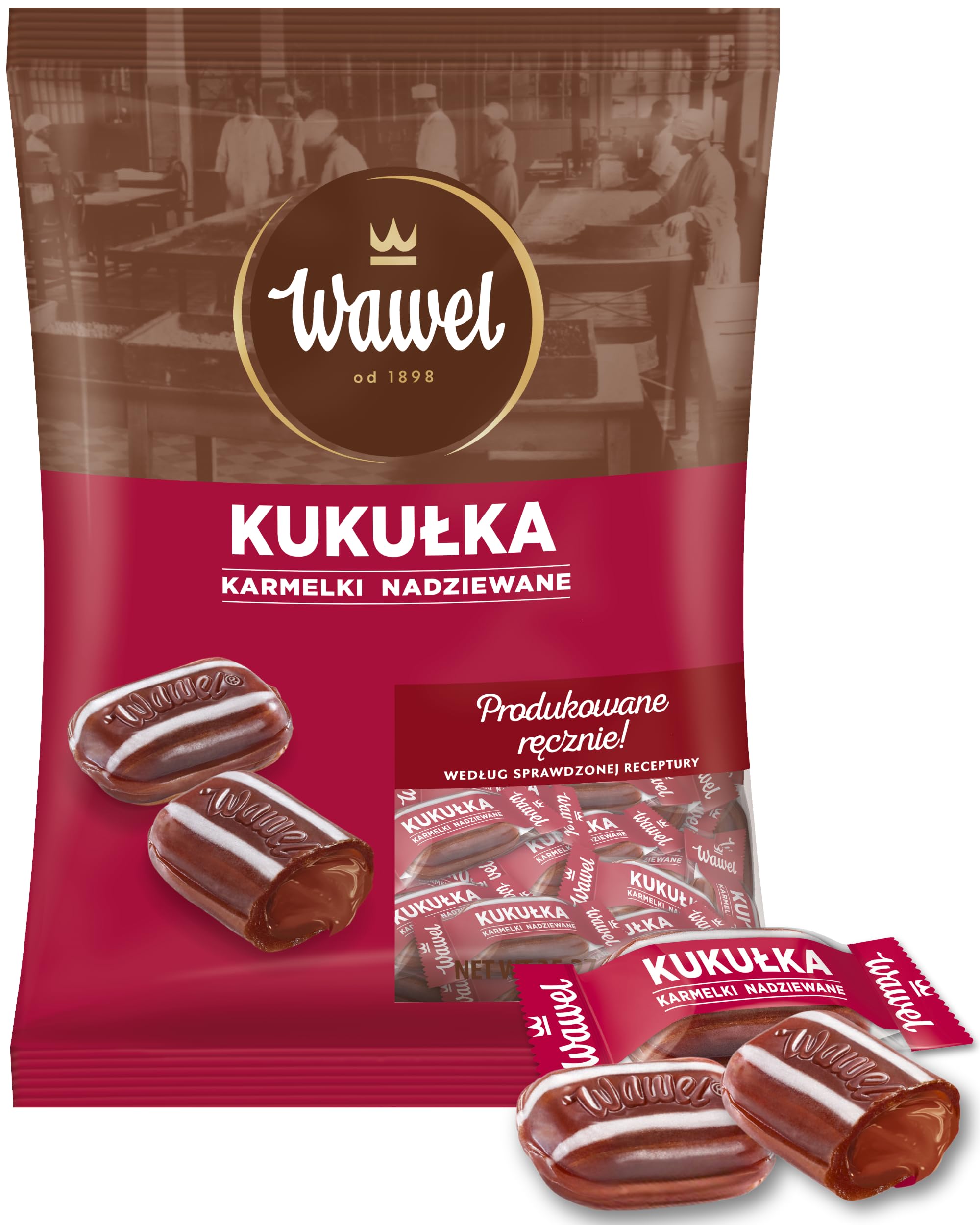 Wawel Karmelki nadziewane Kukułka cukierki z nadzieniem kakaowym 1kg 1000g