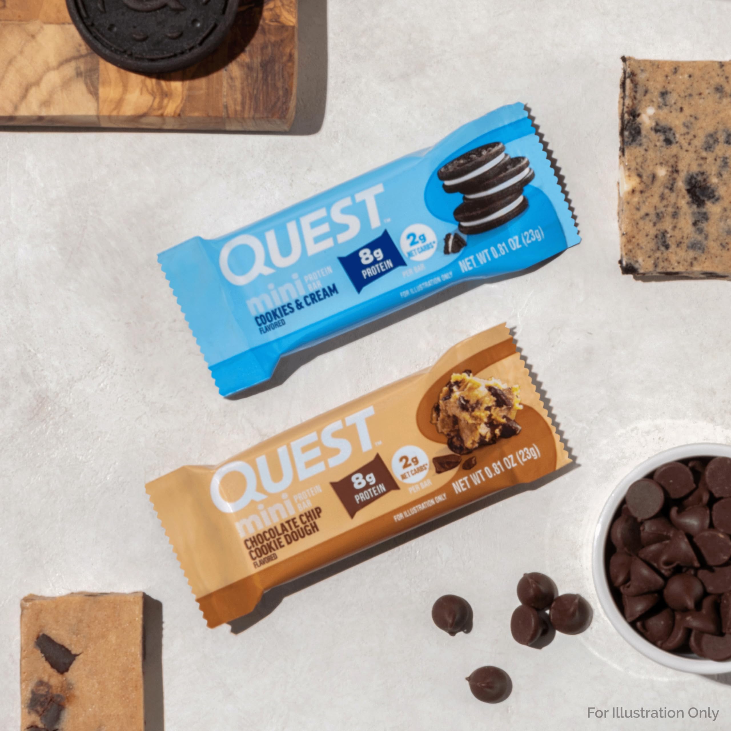 Quest Nutrition Mini Cookies & Cream Protein Bars, 8g Protein, 1g Sugar, 2g Net Carbs, Gluten Free, 14 Count — Amazon image 8