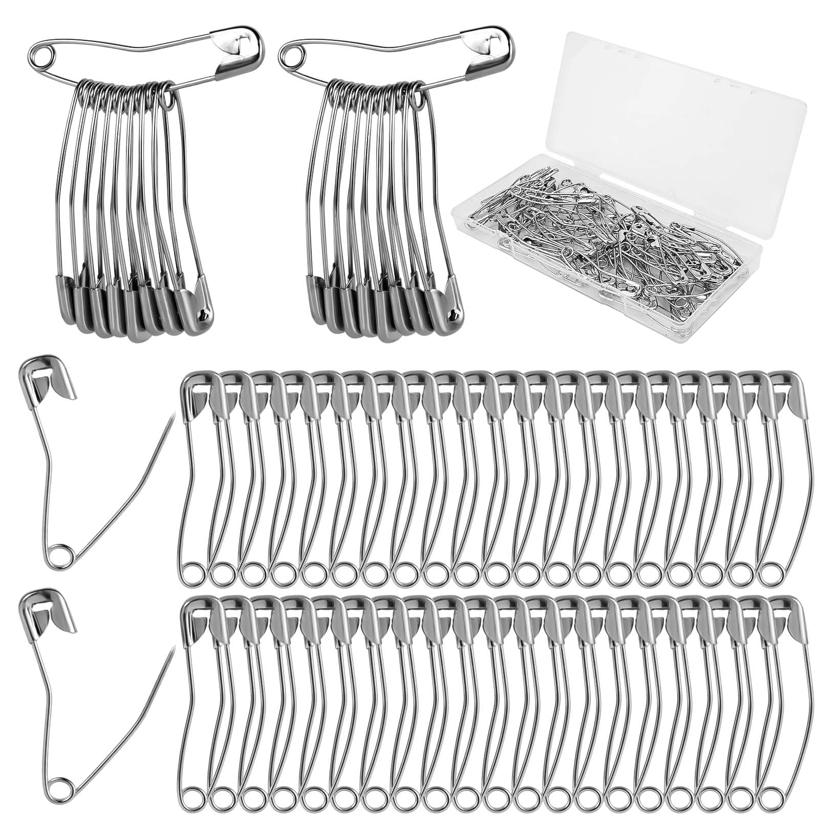 60 Épingles De Sûreté Incurvées Argent 5,4 Cm - Accessoires Couture, Quilting Et Tricot