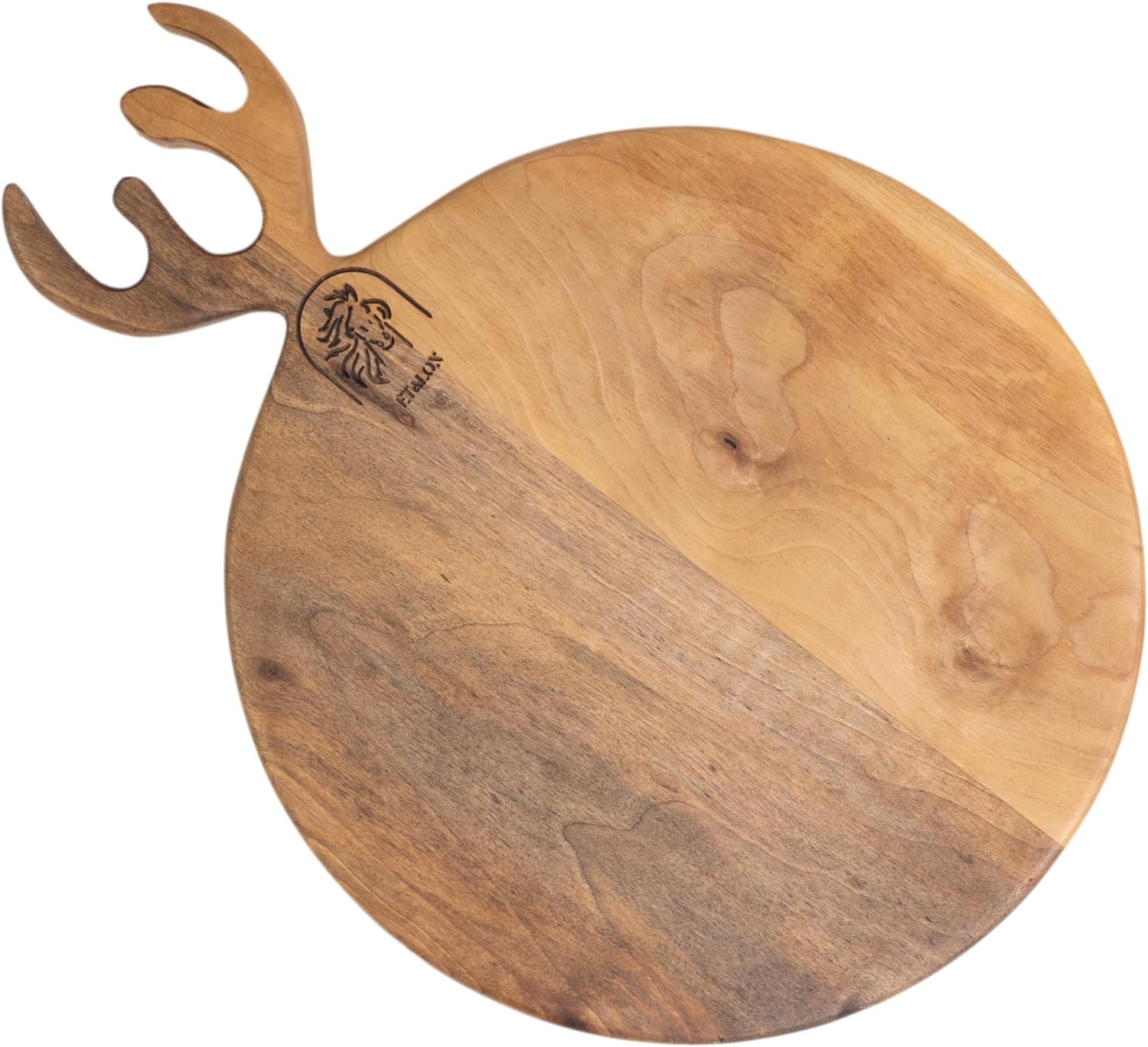 Etalon Premium Walnut Deer Round Shaped Cutting Board, Large Wooden Chopping Board for Meat, Cheese, and More, Chopping Boards for Meal Prep and Serving- Charcuterie Board (Deer Round)