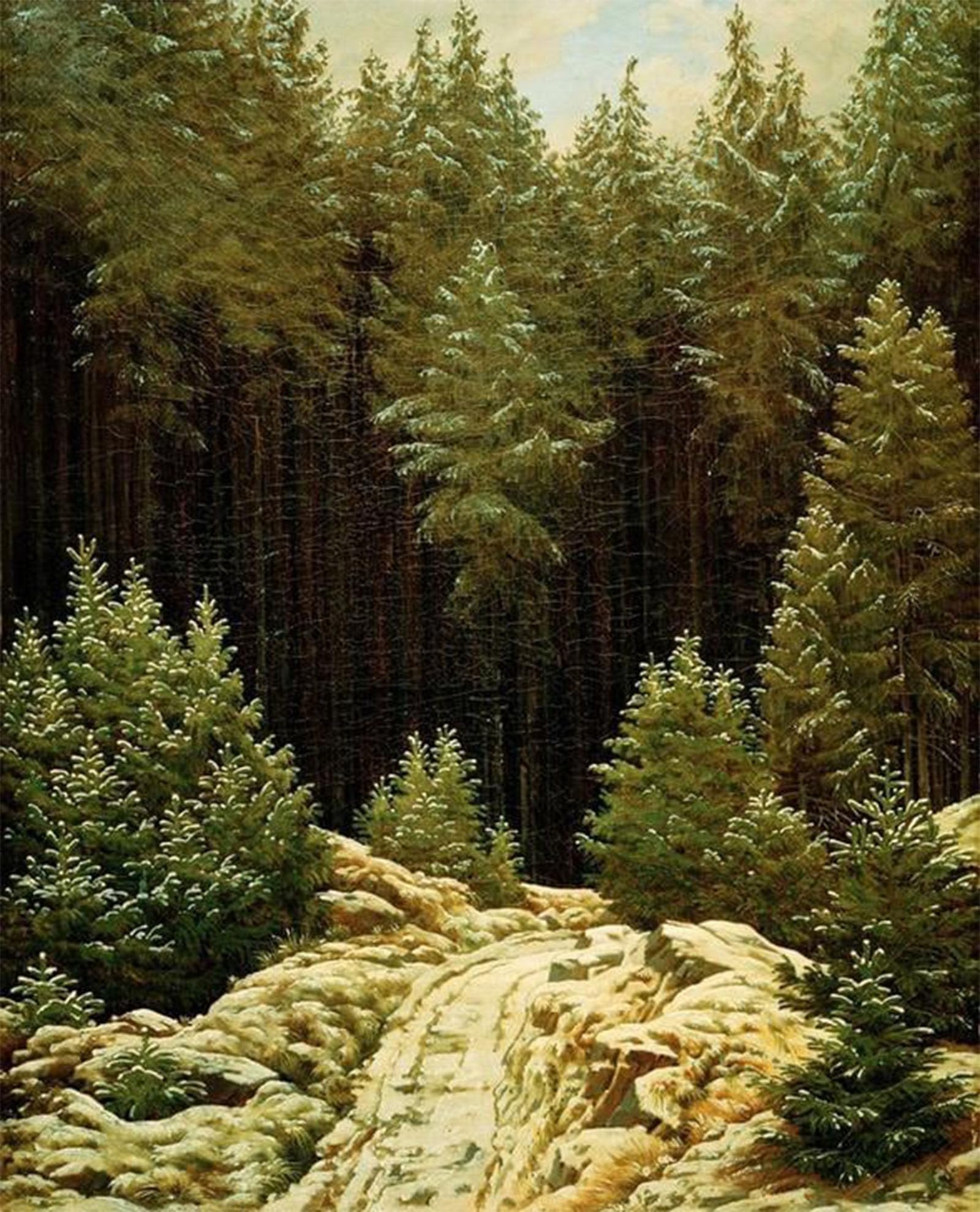 Posteriik No Frame Vintage Print Pop Art Landscape Artwork Early Snow By Caspar David Friedrich Art Prints For Office Home Decor 60X90cm