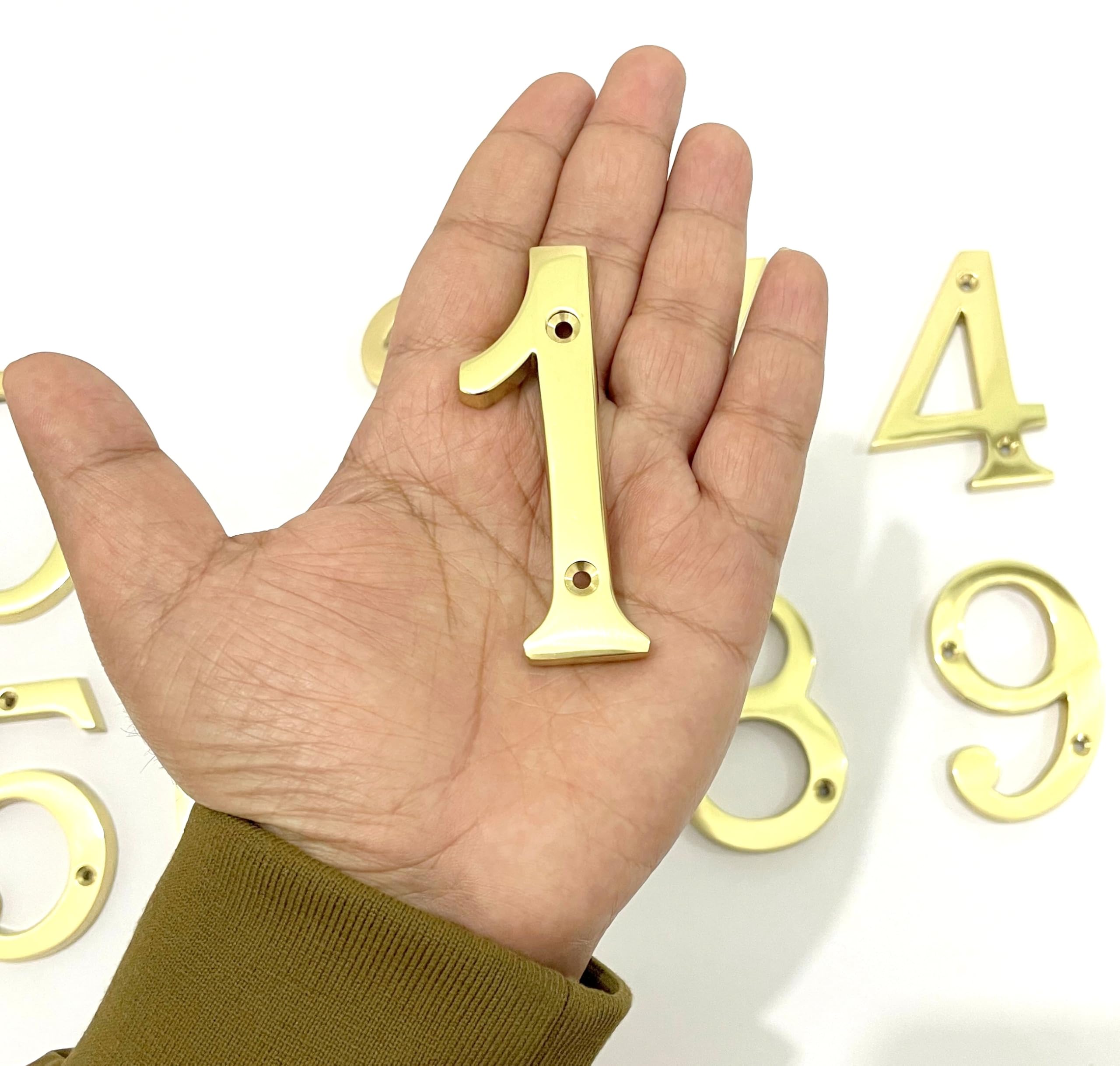 Brass Yellow House Numbers - 3 Inch -3