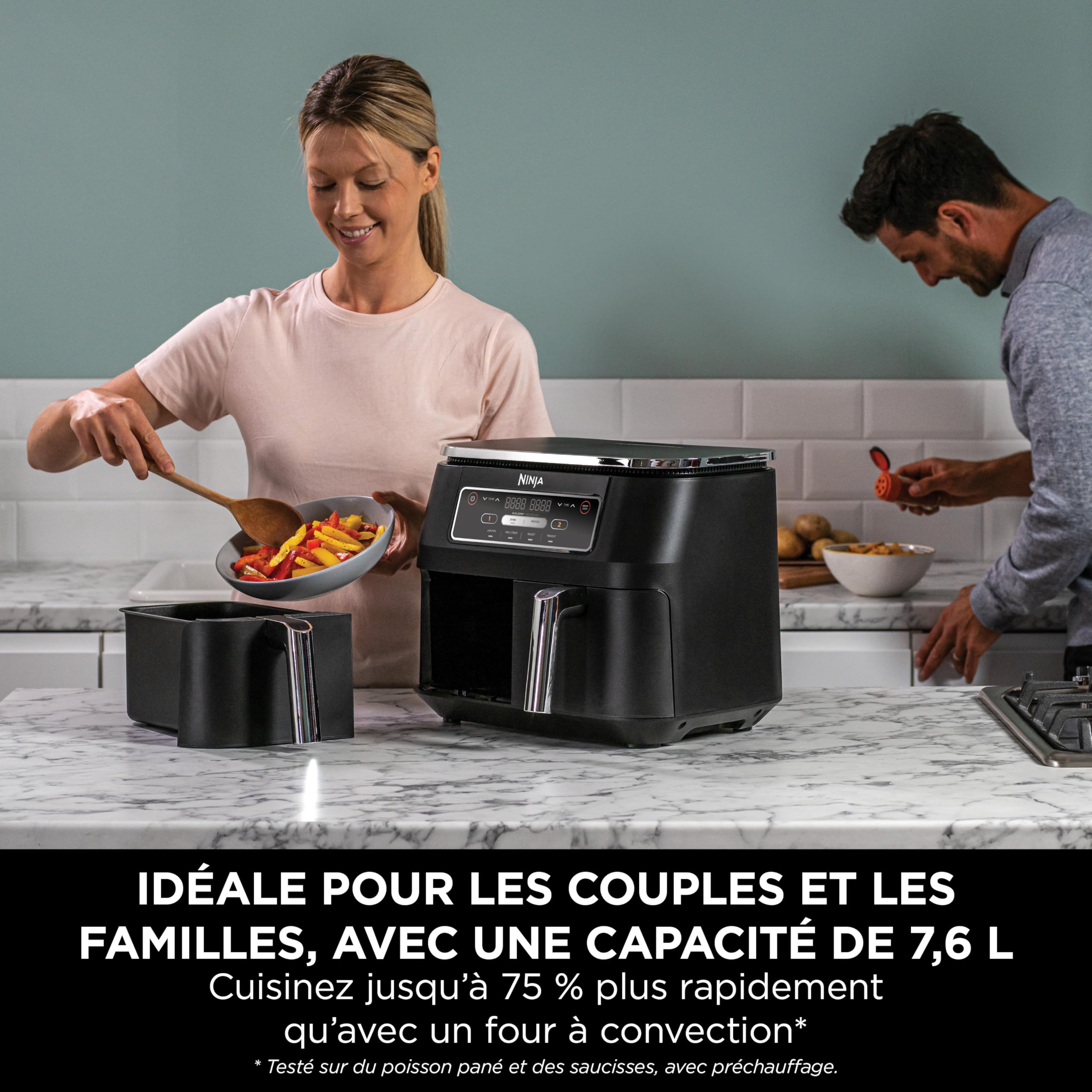 Ninja Foodi Dual Zone Air Fryer numérique, 2 tiroirs, 7,6L, 4-en-1 AF200EU