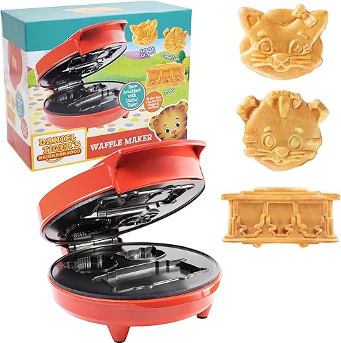Daniel Tiger Neighborhood Waffle Maker - Plancha eléctrica antiadherente para waffles. 3D Mini panqueques de gofres con forma de personaje, Daniel