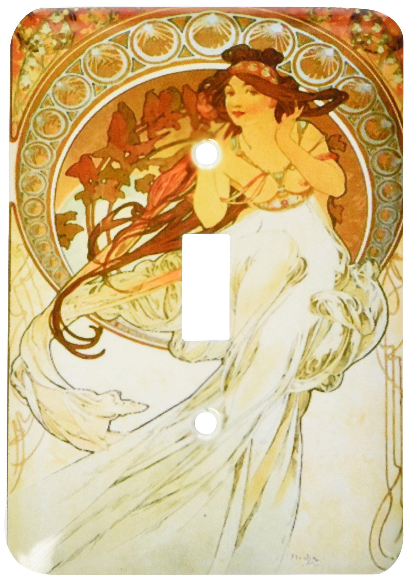 Interruptor individual Art Nouveau de 3dRose con diseño Poesía por Mucha para pared