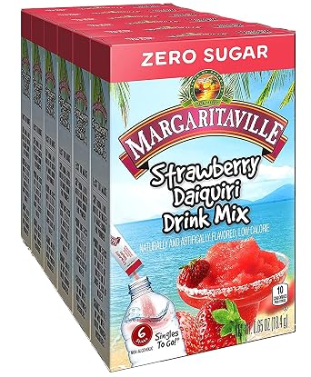 Margaritaville Singles To Go Water Drink Mix - Strawberry Daiquiri Flavoured، Non-Alcoholic Powder Sticks 6 Boxes with 6 Packets Each - 36 Total Servings، 0.65 Ounce Pack of 6