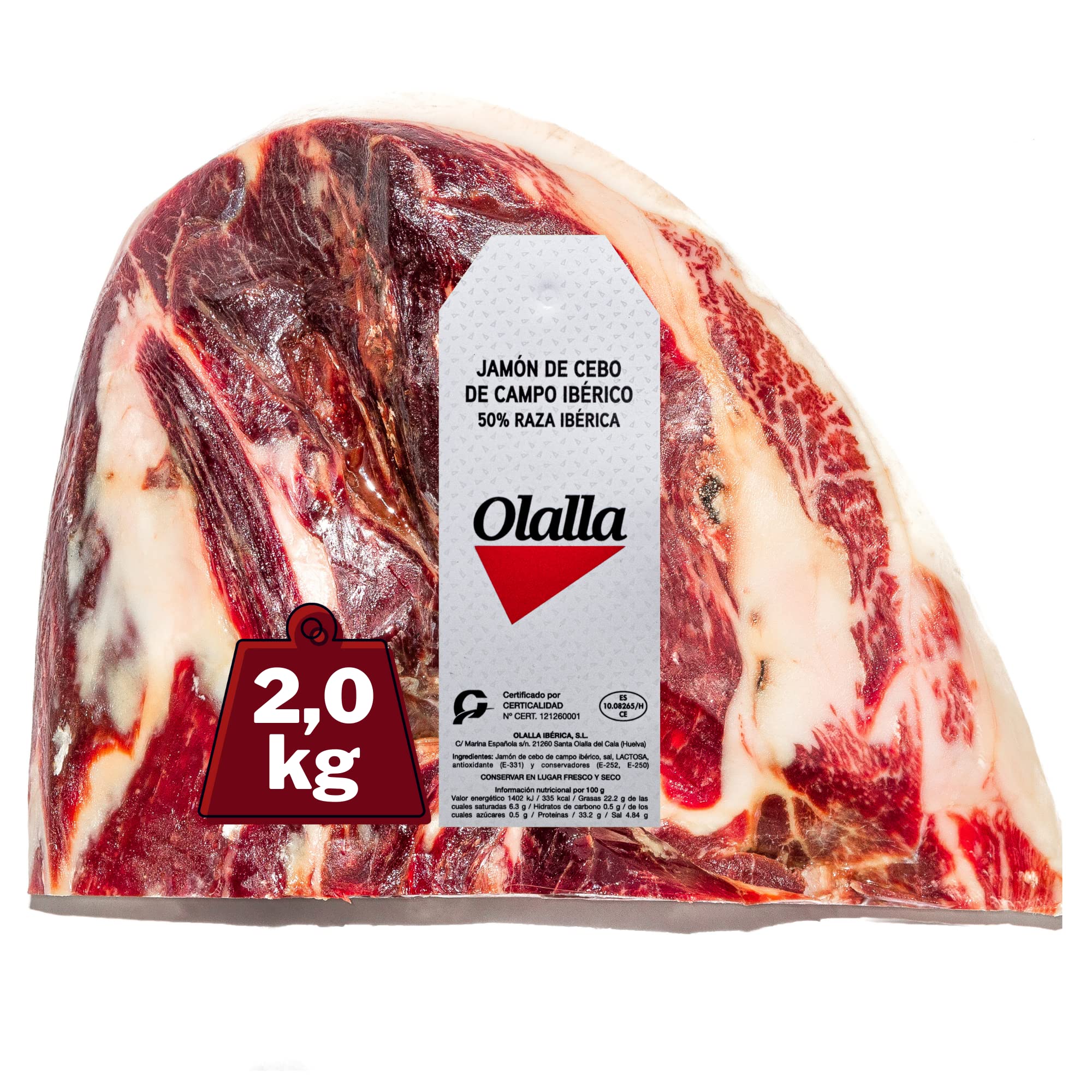 2 kg Punta de Jamón de Cebo de Campo Ibérico 50% Raza Ibérica Deshuesado - Jamon Iberico de Elaboracion Tradicional - Embutidos ibéricos