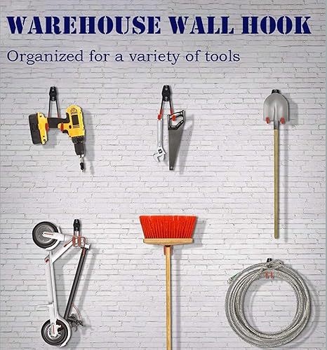 Miniatura 8 de Ganchos de almacenamiento de garaje de 8.3 pulgadas grandes de acero para colgar herramientas, montaje en pared, resistente, paquete de 2 (grande U)