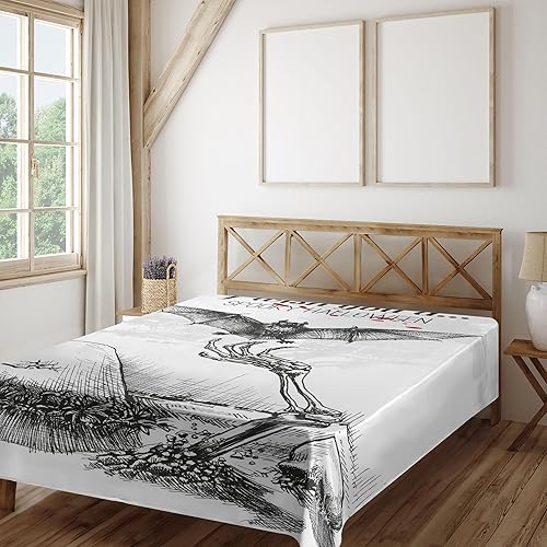 Miniatura 10 de Ambesonne Plaid Sheet Set, Lumberjack Fashion Buffalo Checks Pattern Retro Style Grid Composition, Fitted and Flat Sheet with Pillowcases Bedding